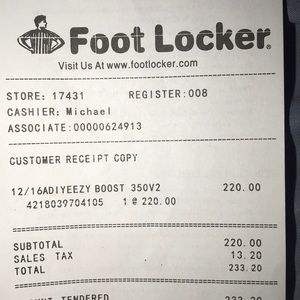 fake footlocker receipt yeezy v2